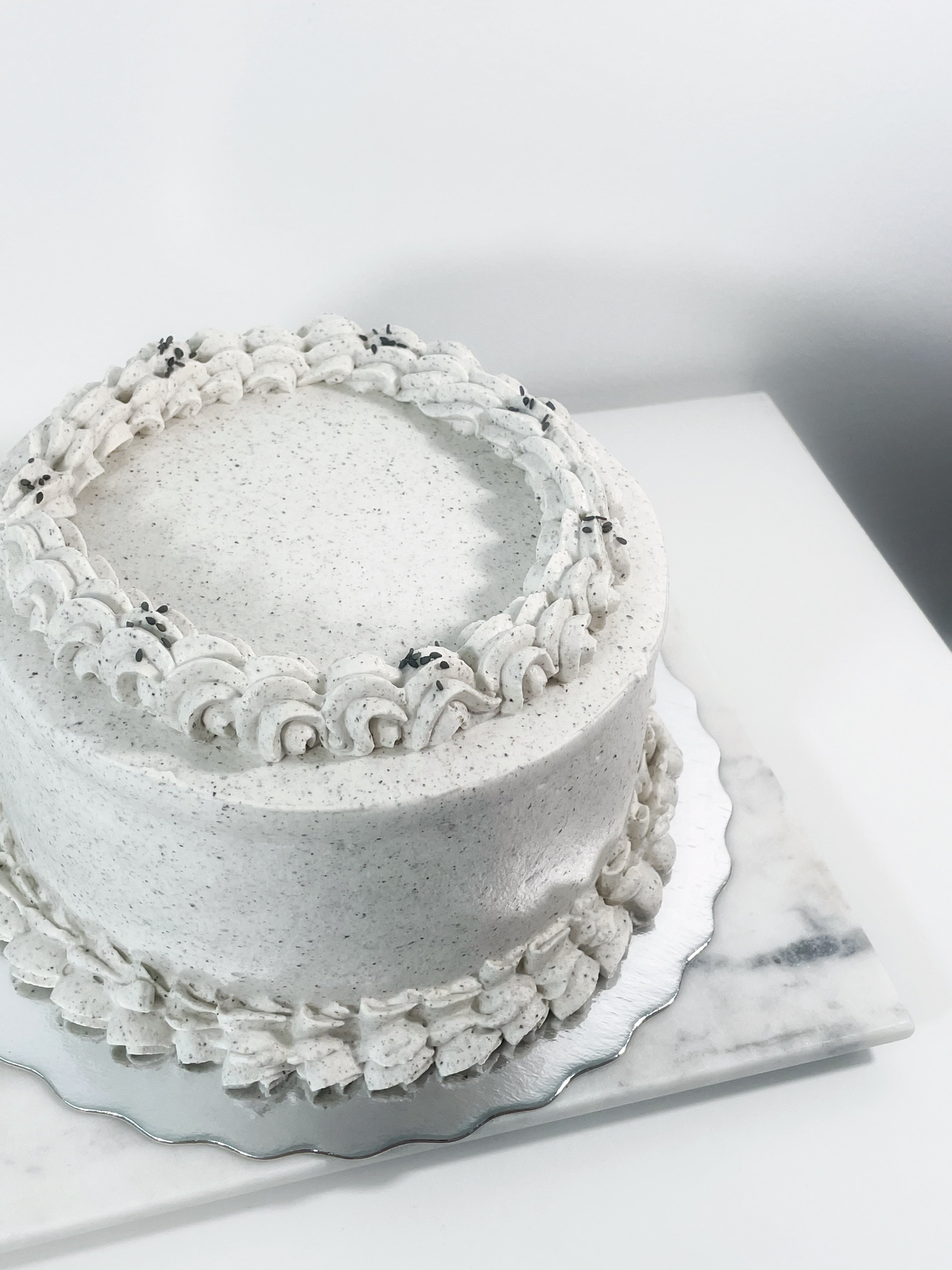 Black Sesame Cream Cake (Cropped) - Soft Dough Co Toronto