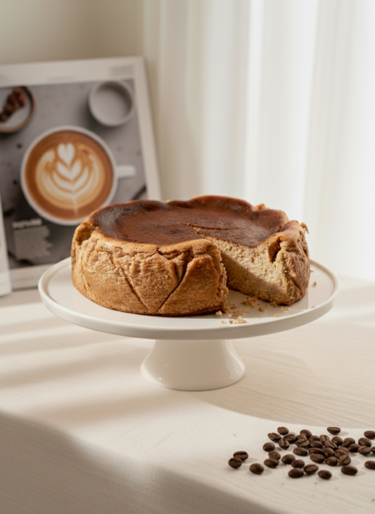 Espresso Basque Cheesecake with coffee Soft Dough Co Bakery Toronto